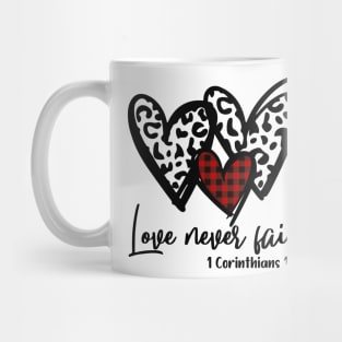 Love Never Fails 1 Corinthians 13:8 Mug